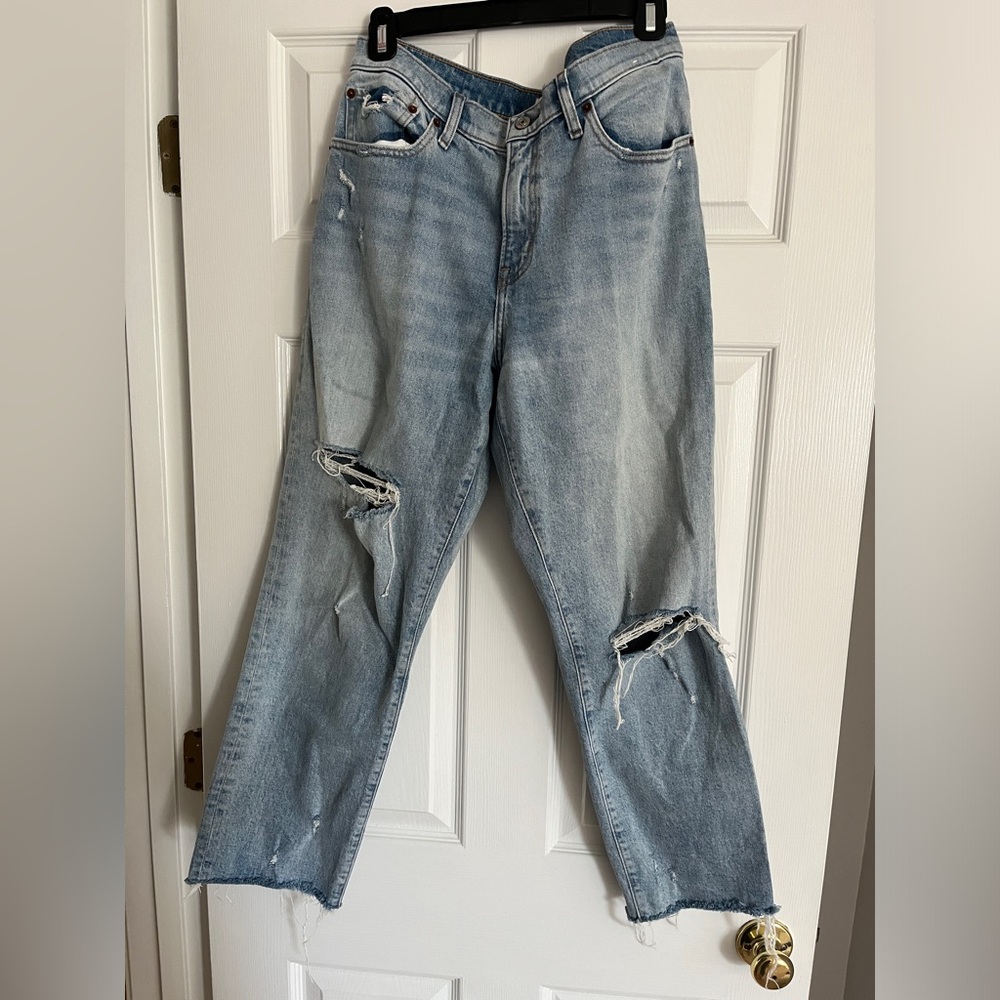 Abercrombie Distressed Mid-Rise Boyfriend Jeans